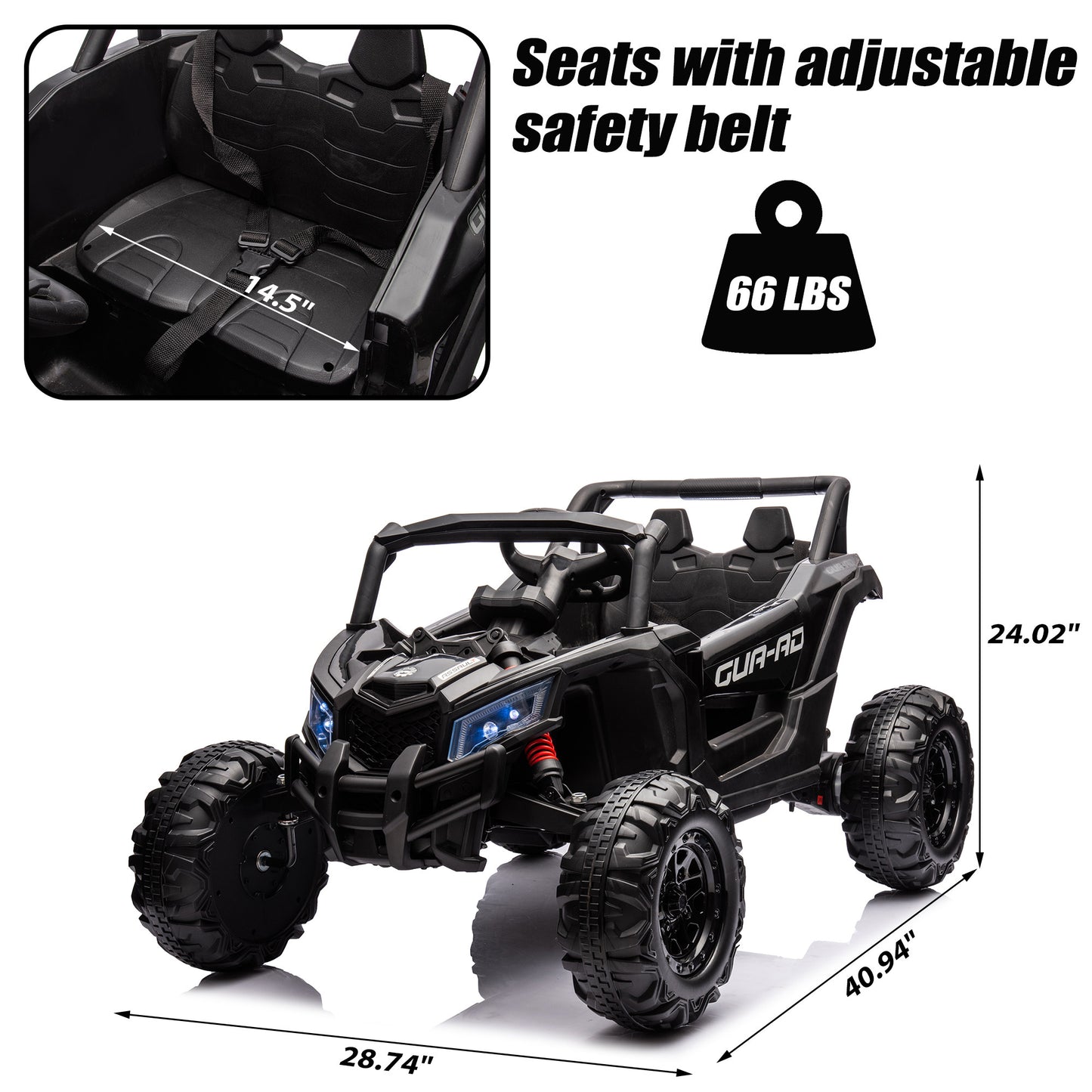 COCLUB Kids Cars to Drive 24V 7Ah Ride on Toys for Big Kids with Remote Control, 3 Speed, Bluetooth, Music, 4 Wheels Spring Suspension UTV, Electric Car for Kids Ages 4-8, Blak