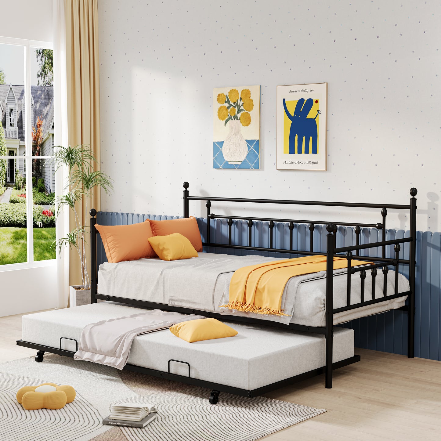 UHOMEPRO Twin Daybed with Trundle Included