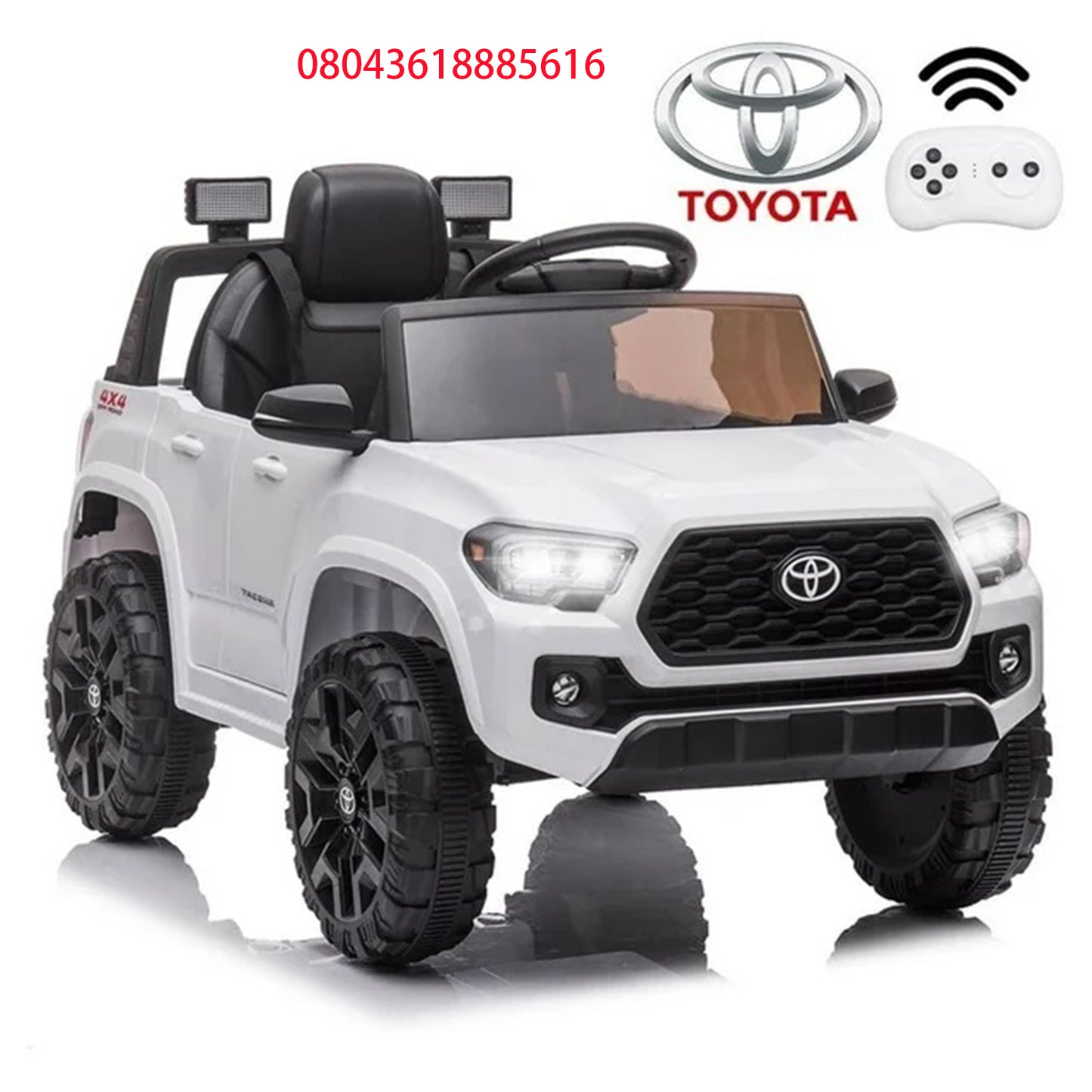 Toyota Tacoma Ride on Cars for Boys, 12V Powered Kids Ride on Cars Toy with Remote Control, White Electric Vehicles Ride on Truck with Headlights/Music Player for 3 to 5 Years Old Boy Girls GTIN:08043618885616