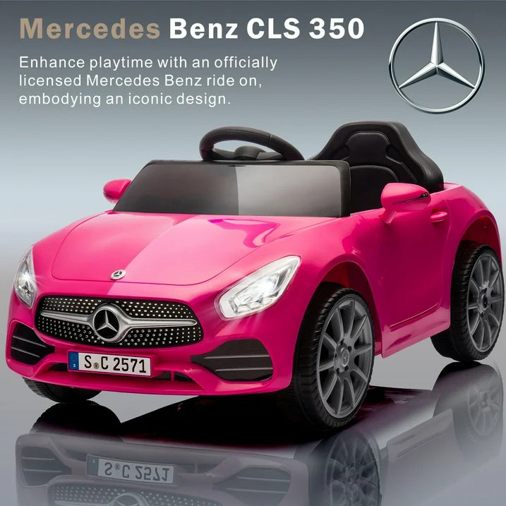 Kids Ride on Cars, 12V Powered Mercedes Benz Ride on Toys w/Remote Control, Music, Bluetooth, LED Light, USB, Power Display, Four Wheel Suspension Electric Car for Toddlers 2-4 Year Olds, Pink
