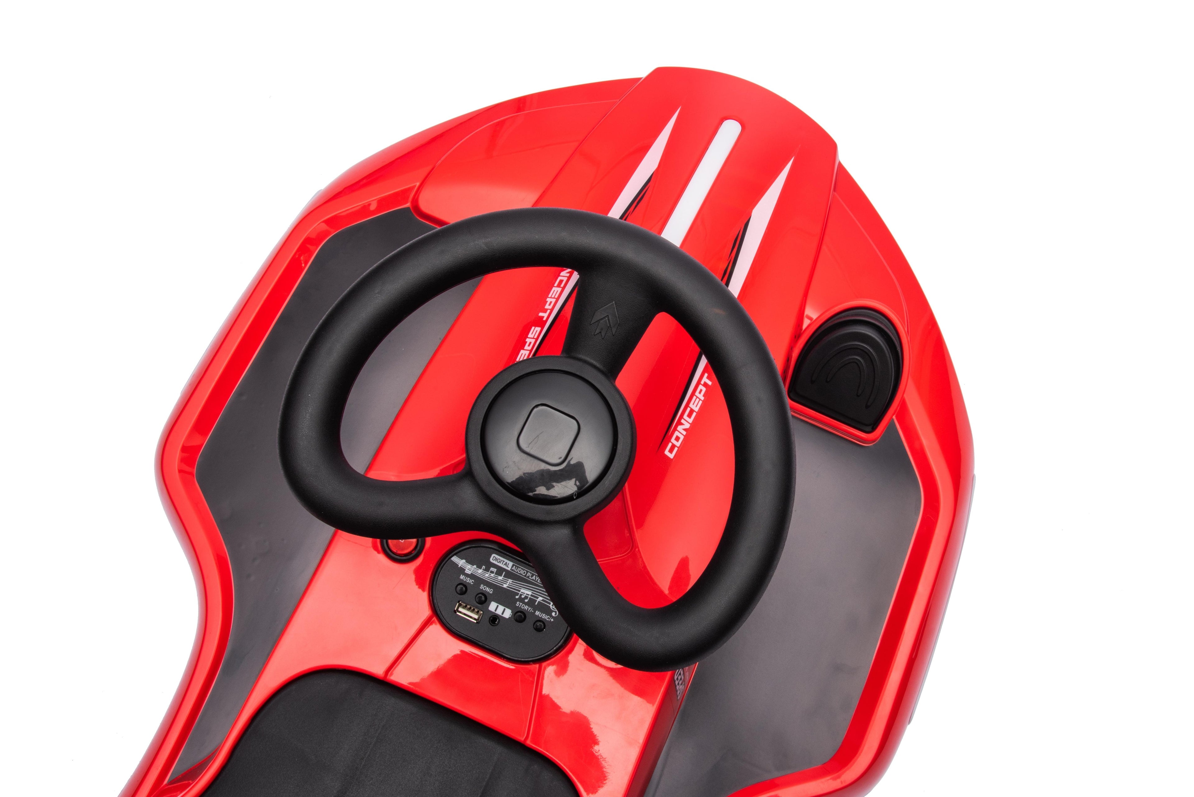 COCLUB Ride on Drift Car, Electric Ride On Toy with Cool Lights, MP3, USB, 12V Electric Drifting Go Kart, 360 Degrees Rotating, Kids' Electric Vehicles for Ages 3+, Red