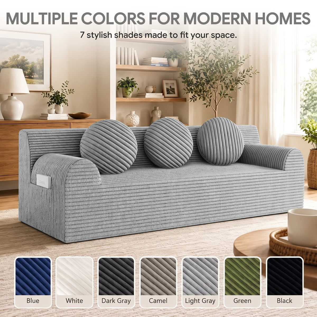UHOMEPRO 71" Small Cloud Couch, 3 Seater Sofa with High Density Foam, No Assembly Low Profile Floor Couch for Bedroom, Apartment, 1200lbs, Deep Gray