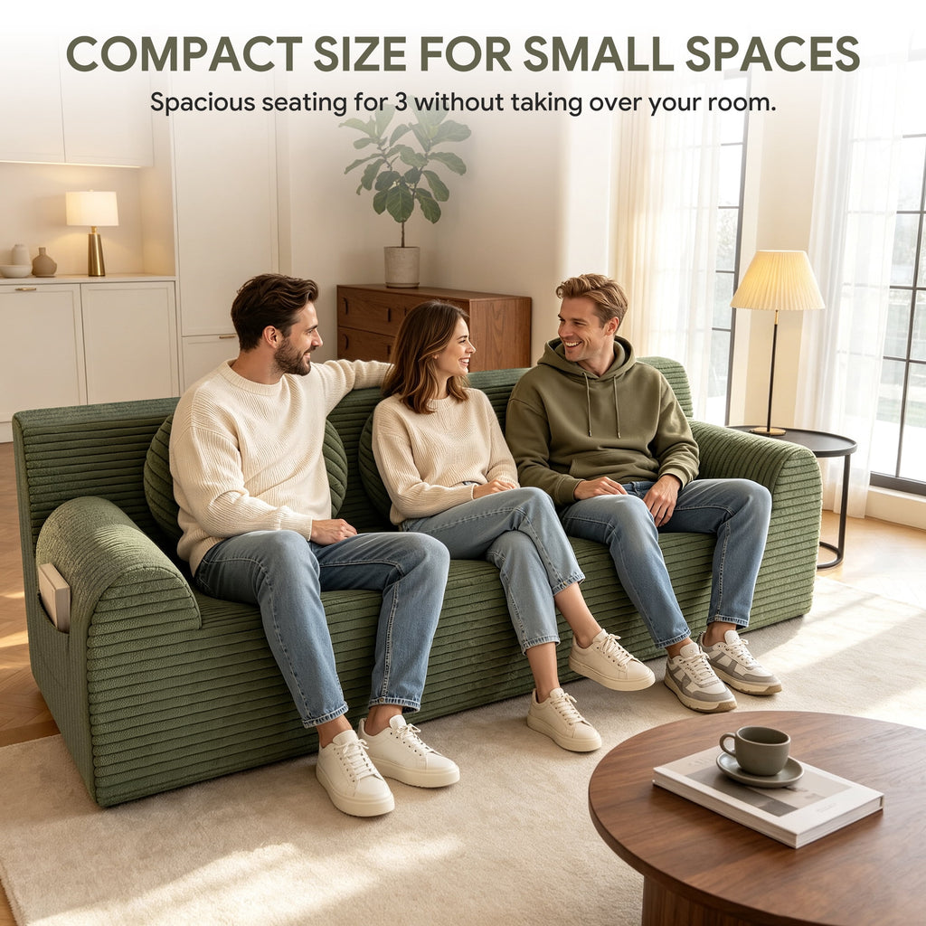 UHOMEPRO 71" Small Cloud Couch, 3 Seater Sofa with High Density Foam, No Assembly Low Profile Floor Couch for Bedroom, Apartment, 1200lbs, Deep Gray
