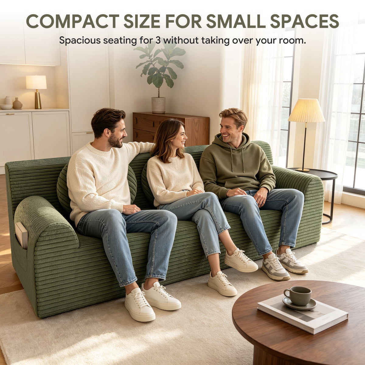 UHOMEPRO 71" Small Cloud Couch, 3 Seater Sofa with High Density Foam, No Assembly Low Profile Floor Couch for Bedroom, Apartment, 1200lbs, Deep Gray