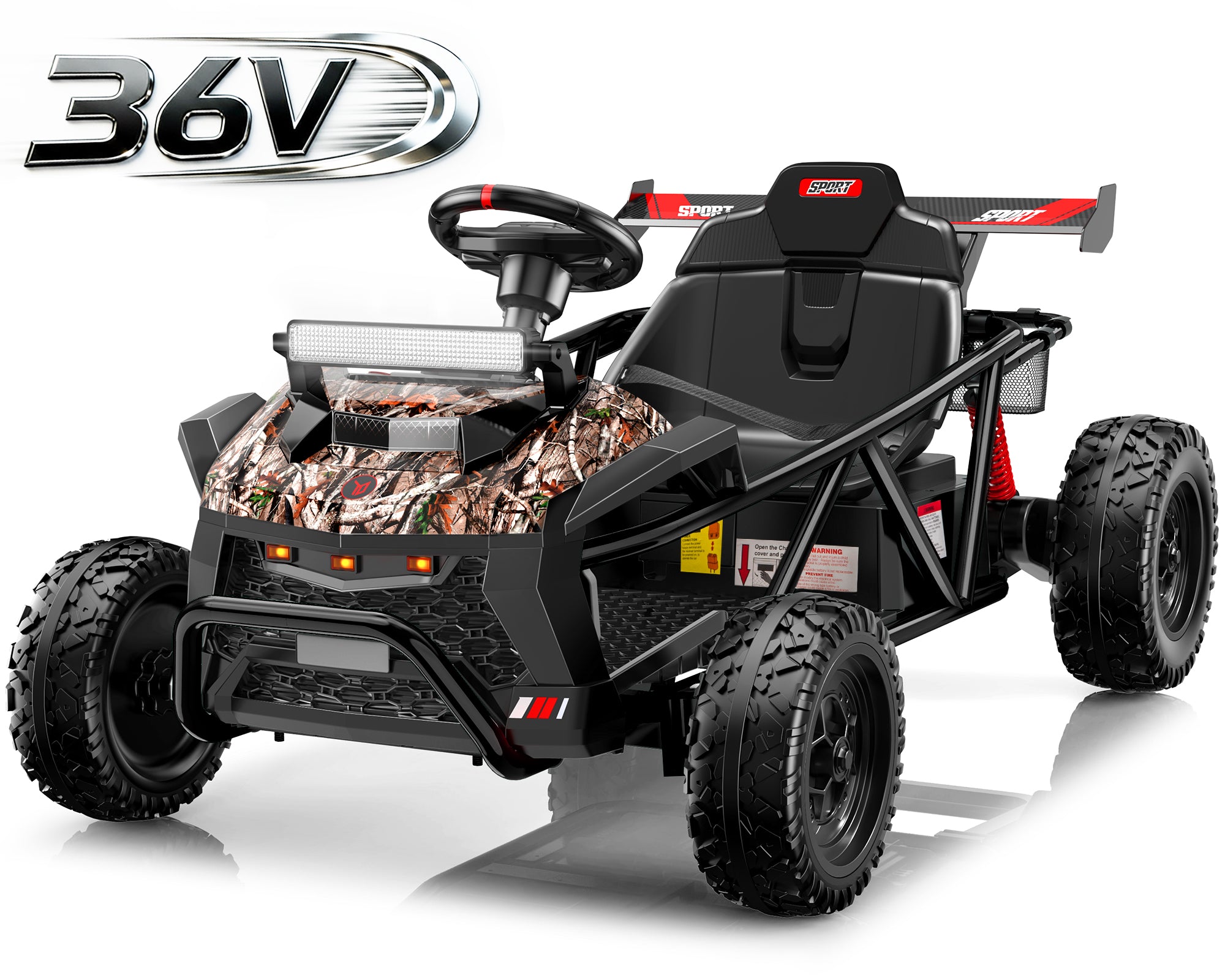 COCLUB 36V Ride On Car for Big Kids, Battery Powered Ride on Toy with Bluetooth, Music, Rear Wheel Spring Suspension, Max 9.3 MPH, Kids Electric Vehicle for Boys Girls