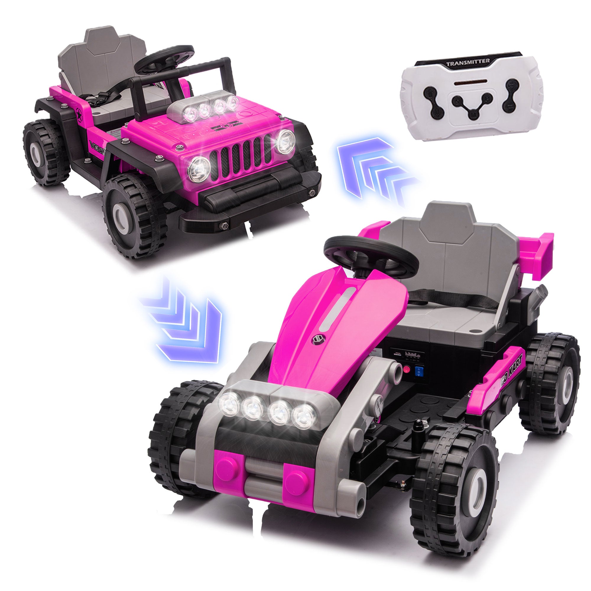COCLUB 12V 2 Forms Block Electric Car, Power 4 Wheels Ride On Car with Remote Control, Spring Suspension, Ride On Toy for Ages 3+ Kids, Blue