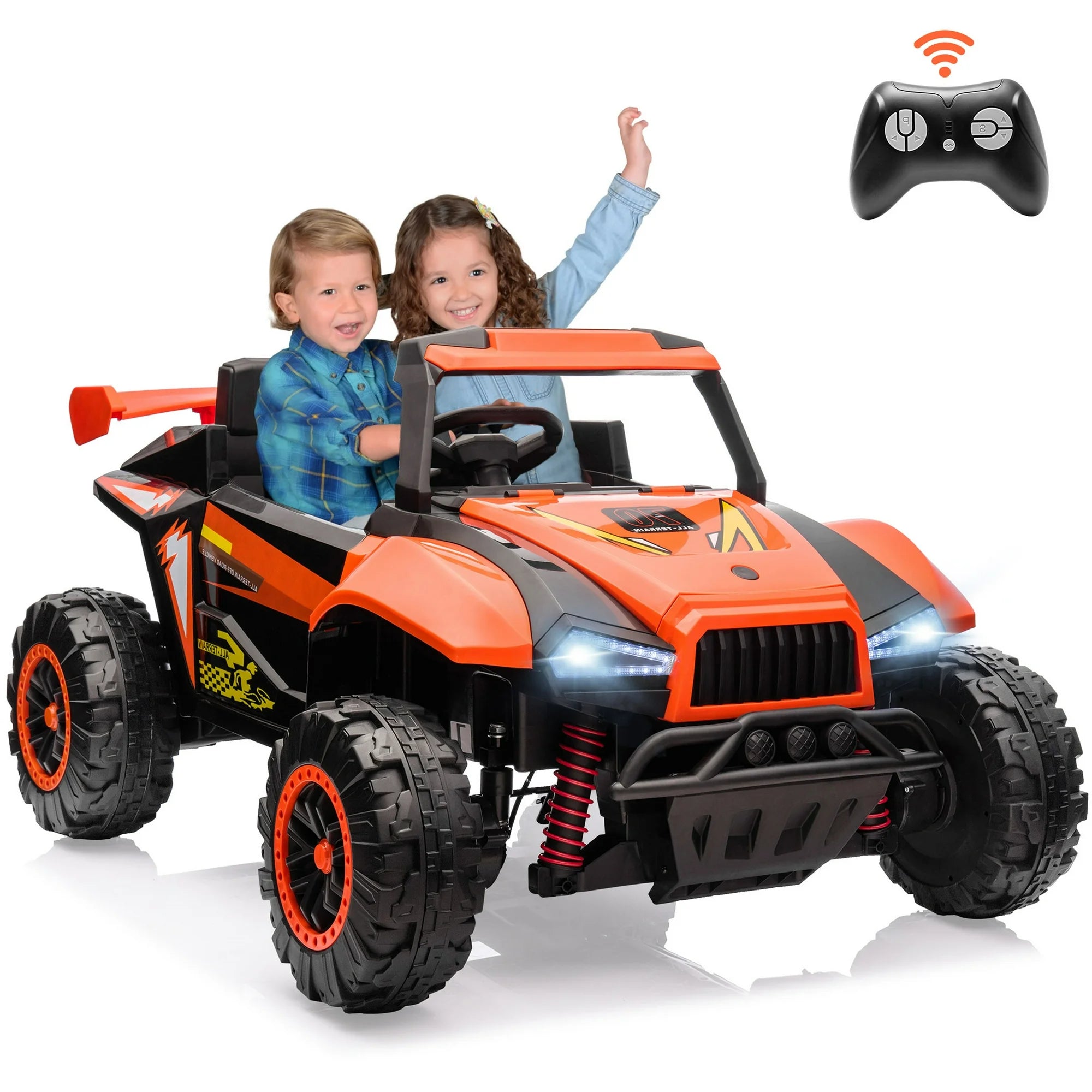 COCLUB 24V 2 Seater Ride on Car for Kids, Carros Eléctricos Para Niños Atv for Kids Ages 4-8 with Remote Control, Music, Dual Flash Light, Bluetooth, 4 Wheelers