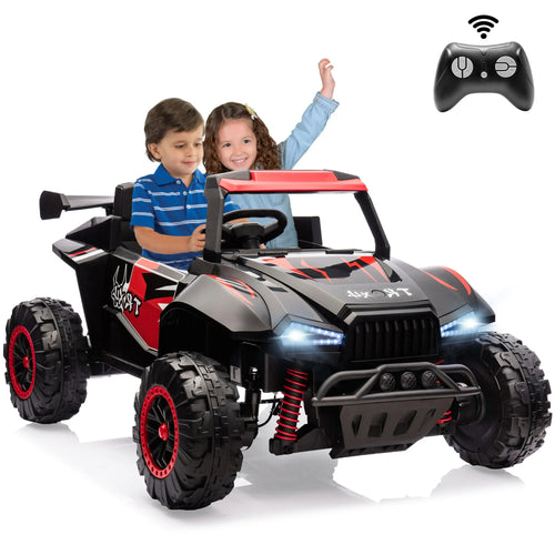 COCLUB 24V 2 Seater Ride on Car for Kids, Carros Eléctricos Para Niños Atv for Kids Ages 4-8 with Remote Control, Music, Dual Flash Light, Bluetooth, 4 Wheelers