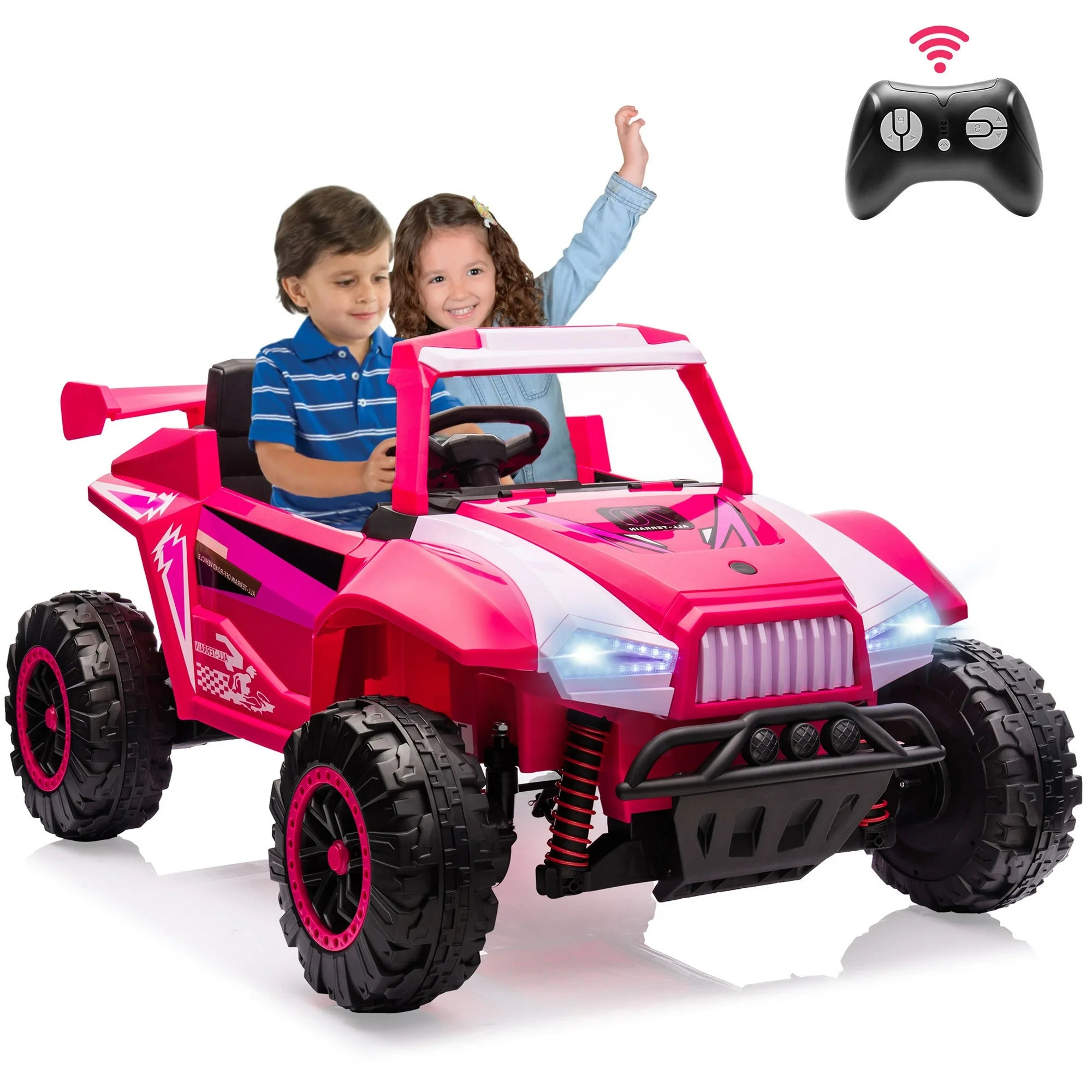 COCLUB 24V 2 Seater Ride on Car for Kids, Carros Eléctricos Para Niños Atv for Kids Ages 4-8 with Remote Control, Music, Dual Flash Light, Bluetooth, 4 Wheelers
