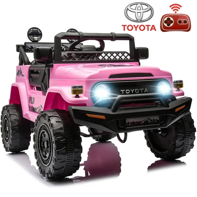 12V Toyota FJ Cruiser Ride on Cars, Electric Truck Vehicles with Remote Control, Music Player, Headlights, Horn, Kids Ride on Toys for Girls Boys Gifts 3-5 Years Olds, Pink