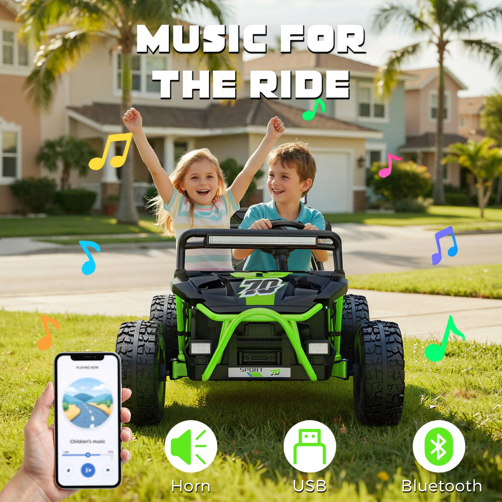 36V Electric Ride on Car Toy for Big Kids, 4 Wheels Spring Suspension Cars, 2 Seater Powered Electric  UTV Toys for Boys Girls 6+, Kids Ride on Toy with Bluetooth, Music, 3 Point Seatbelts, Blue