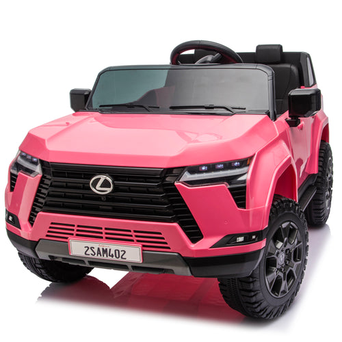 24V Ride On Car for Kids with Remote Control, Lexus GX550 2 Seater Powered Electric Car for Kids, Ride On Toy with 4 Wheel Suspension, LED Lights, Bluetooth Music, Toy Cars for Boys Girls 3–8, Brown