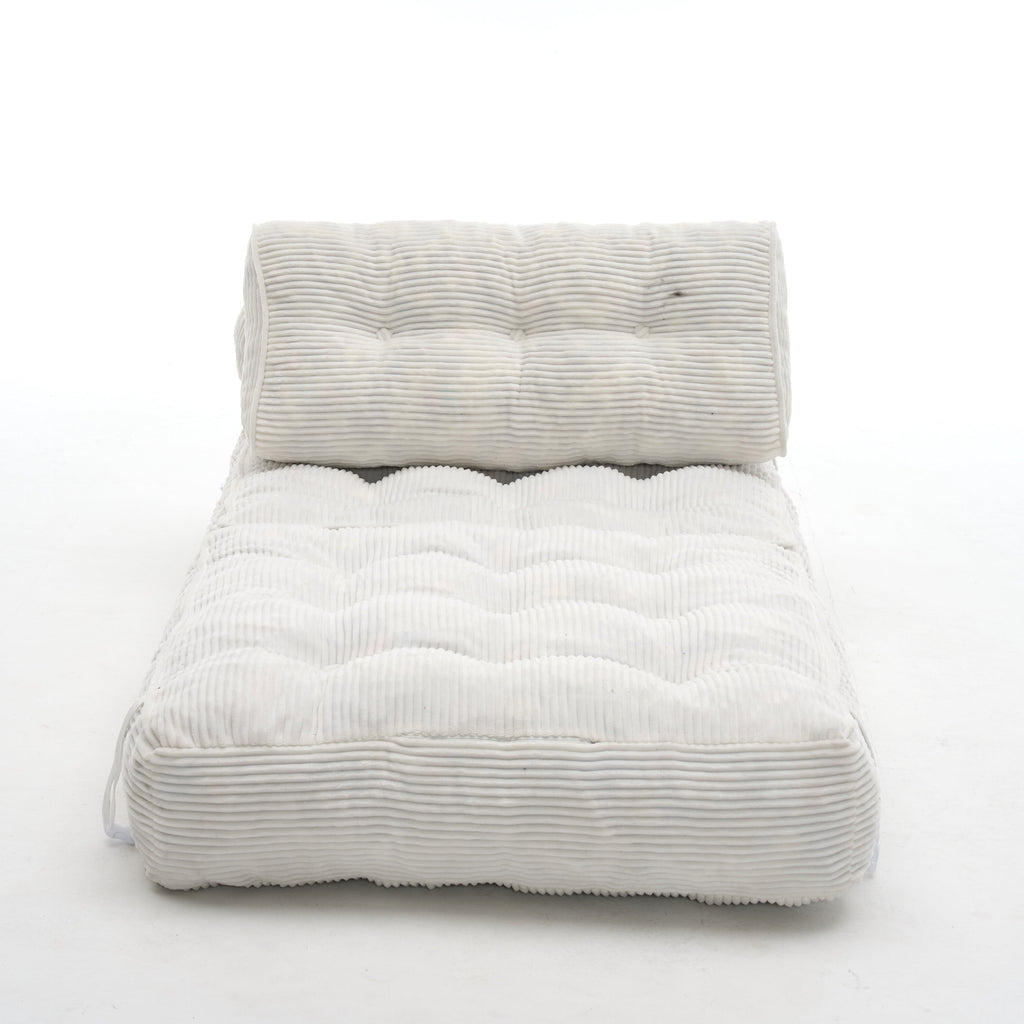 UHOMEPRO Convertible Sleeper Chair, Folding Sofa Bed with Headrest, Lumbar Pillow, High-Density Foam, Portable Floor Sofa for Living Room Bedroom, White