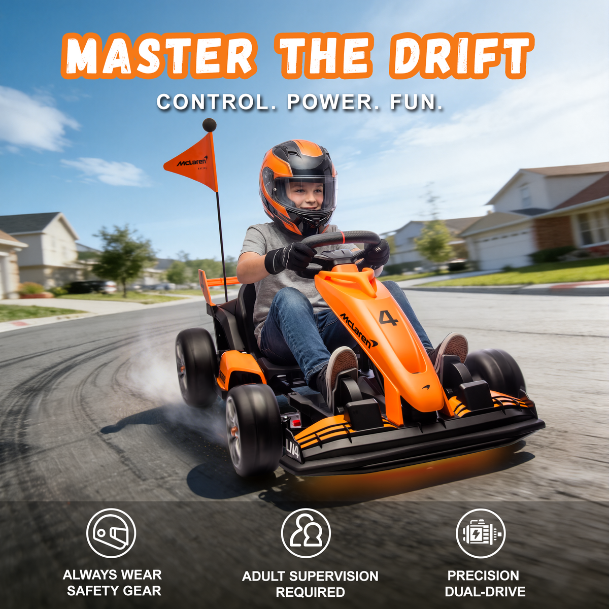 36V Electric Go Kart for Kids, Licensed McLaren Ride On Toys for Big Kids w/ 3 Level Adjustable Seat, 2 Speeds, Battery Powered Drift Racing Go Kart w/ Rear Wheels for Age 6+ Boys Girls