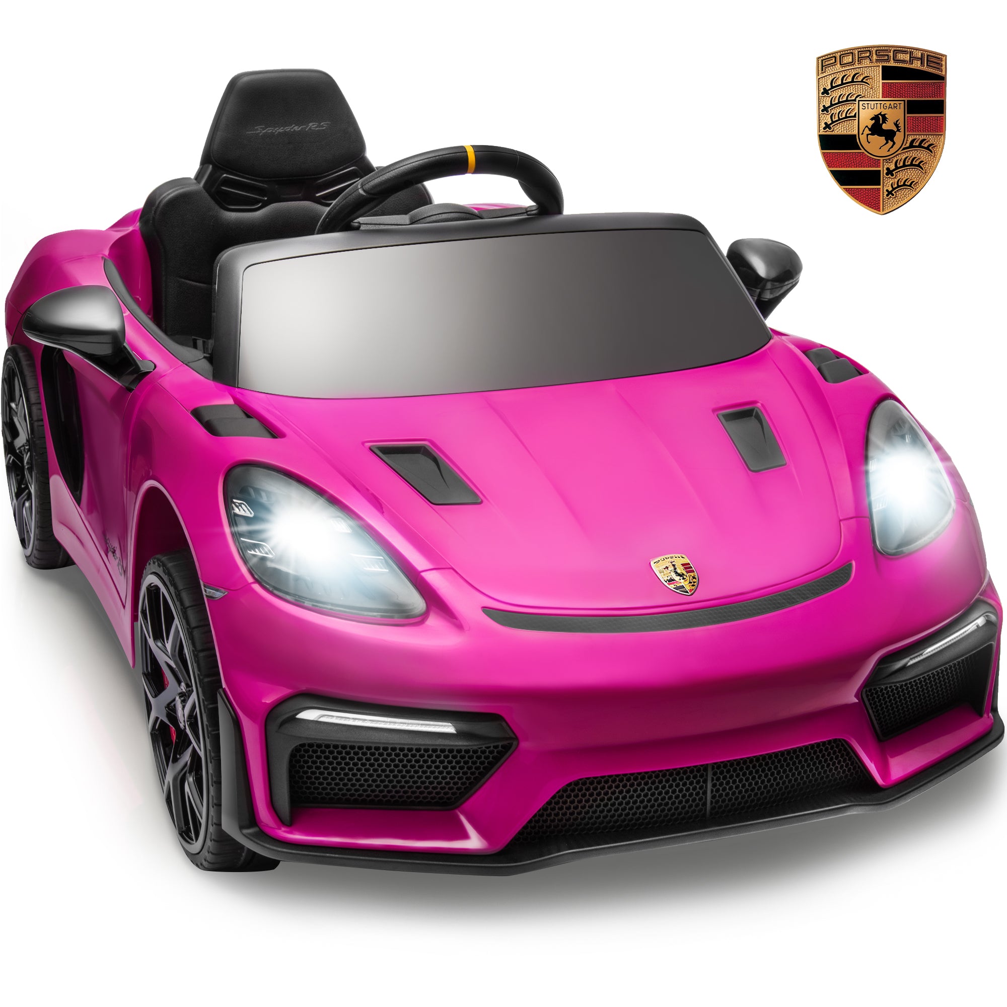 Porsche 718 Kids Ride On Toy, Electric Car for Toddlers with Remote Control, 4 Wheel Suspension, Bluetooth, Music, LED, Safety Belts, Kids Sports Ride on Car for Toddler 3-6 Yrs Boys Girls Gifts