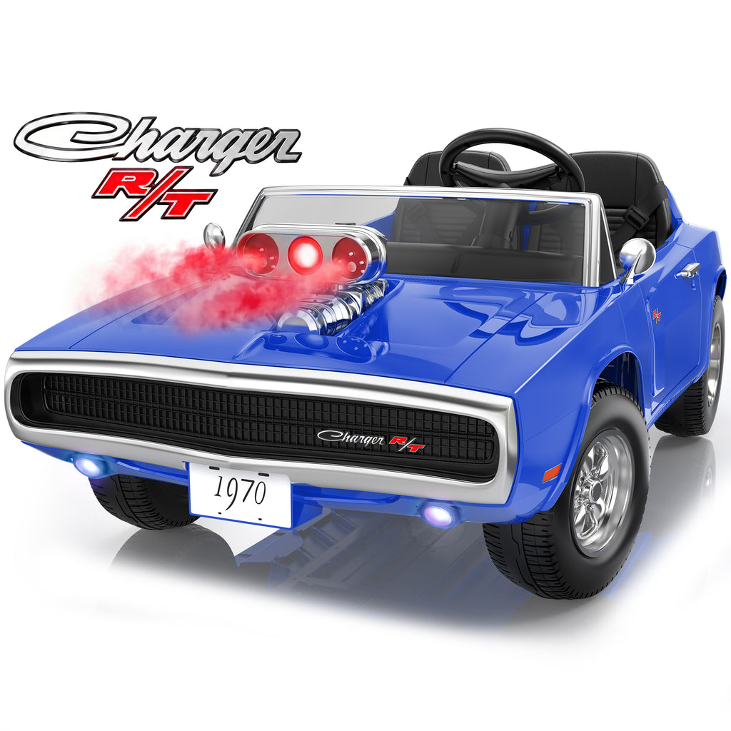 COCLUB 24V Dodge Charger 1970 2 Seater Ride On Car, Battery Powered Ride On Toys w/4-Wheel Suspension, Parent Remote Control, Engine Spray, LED Lights, Bluetooth, MP3, 24V Ride On for Ages 3+
