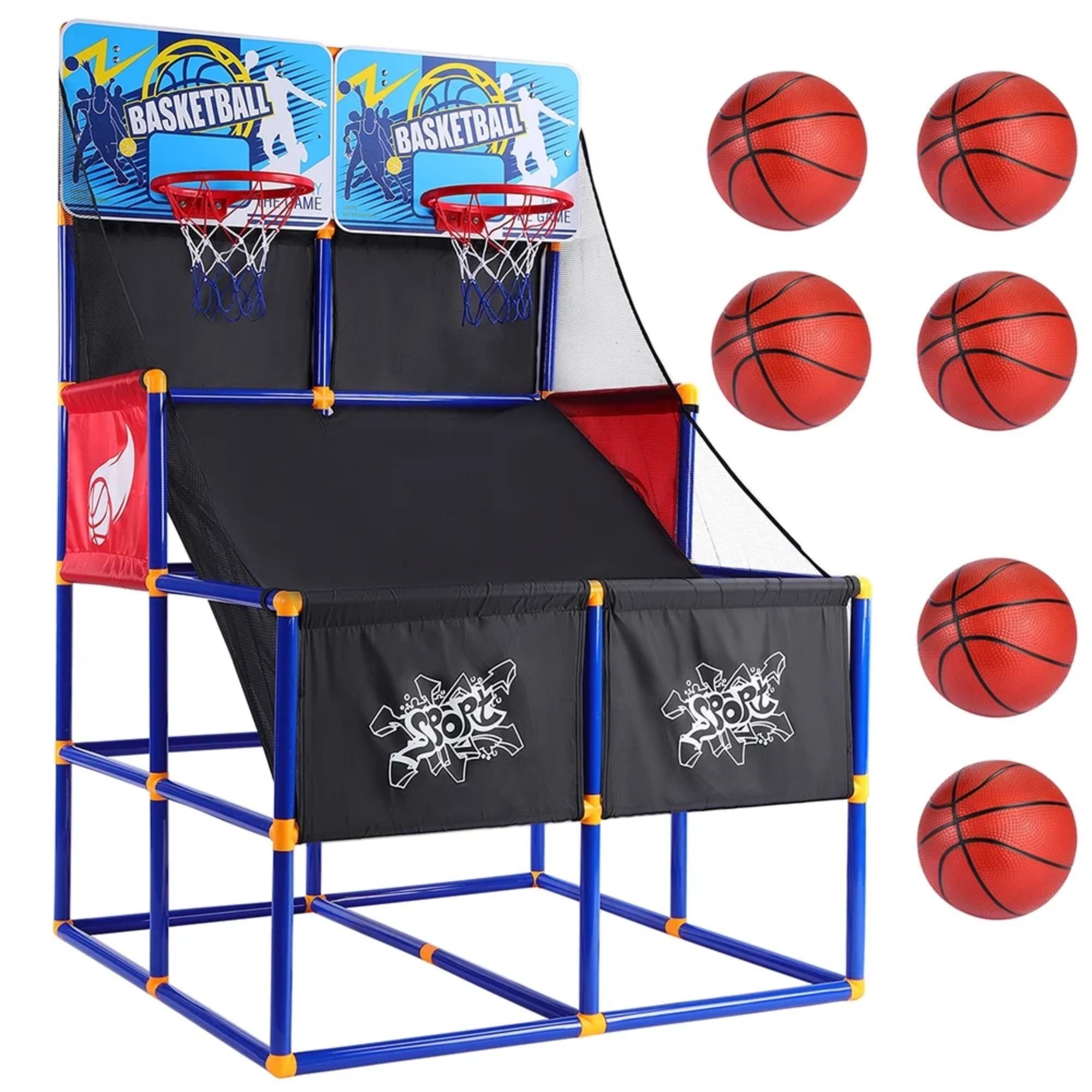 Basketball Goal for Kids, Outdoor Indoor Basketball Hoop Arcade Game with 6 Balls with Pump, Basketball Shooting System for Toddlers and Children, Sports Toys for 3-6 Year Old Boys Girls Gifts
