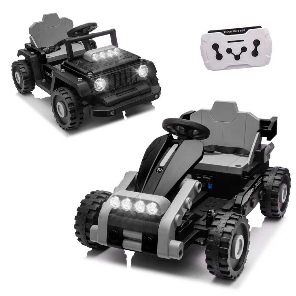 COCLUB 12V 2 Forms Block Electric Car, Power 4 Wheels Ride On Car with Remote Control, Spring Suspension, Ride On Toy for Ages 3+ Kids, Blue