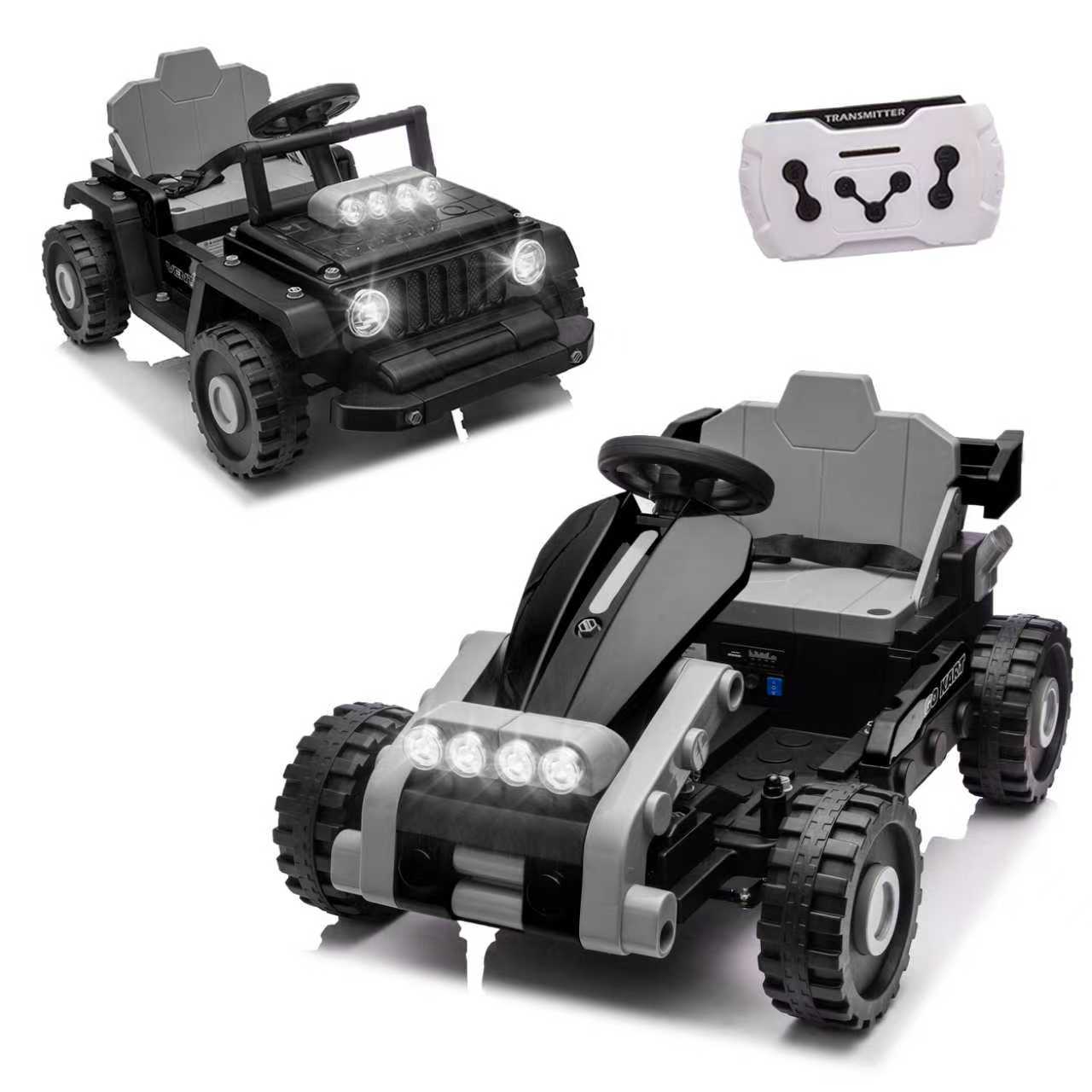 COCLUB 12V 2 Forms Block Electric Car, Power 4 Wheels Ride On Car with Remote Control, Spring Suspension, Ride On Toy for Ages 3+ Kids, Blue