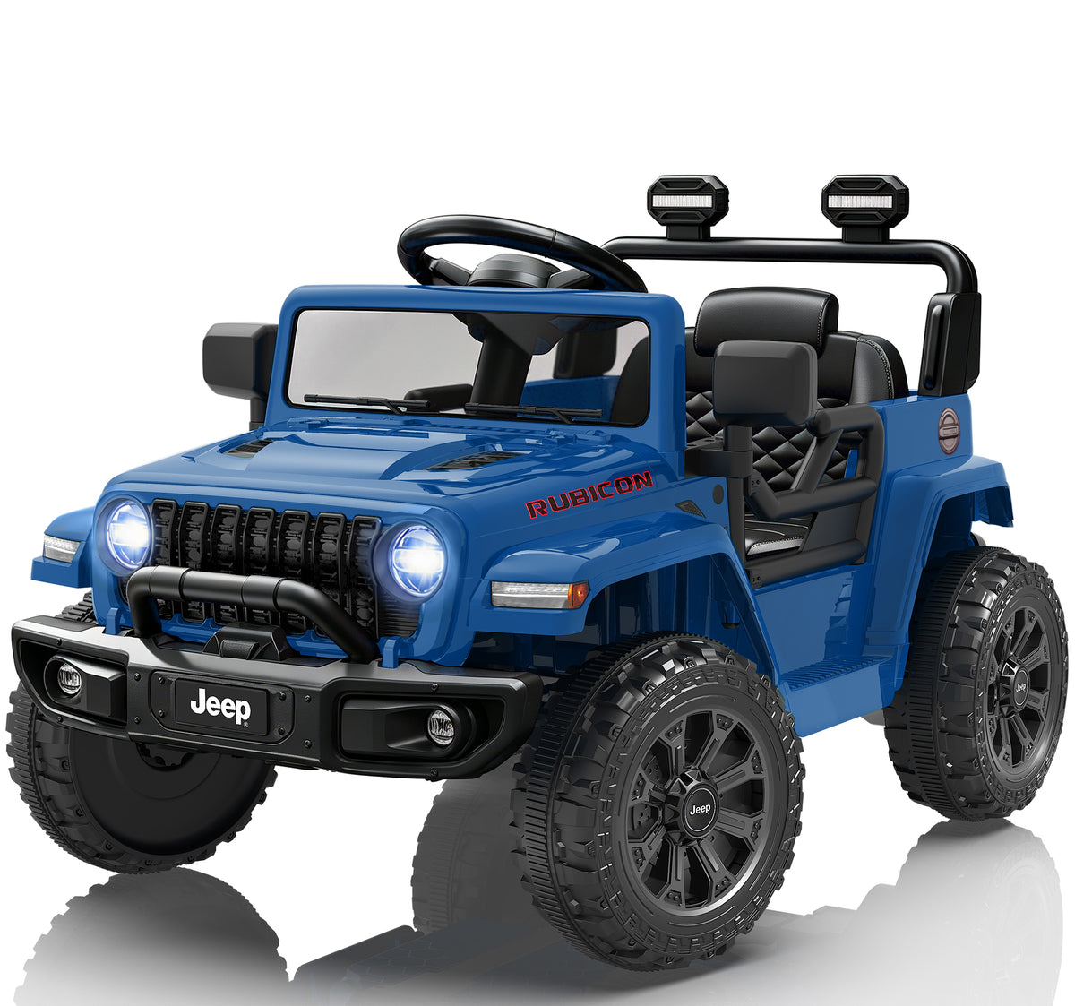 COCLUB Jeep 12V Ride on Car with Remote Control/Bluetooth, Jeep Wrangler Rubicon Battery Powered Ride on Truck Toy w/Dual Wheel Suspension, Electric Car for Kids Toddler