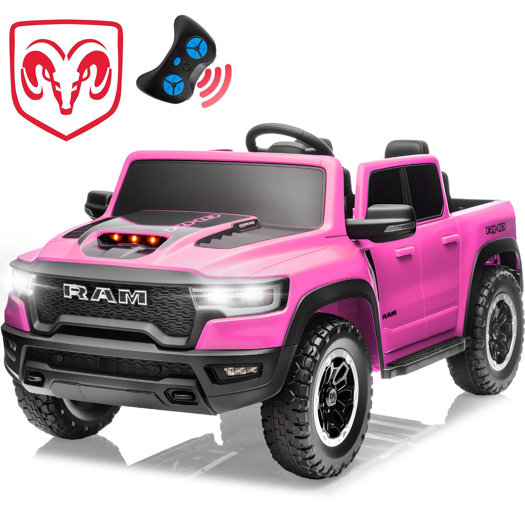 RAM 1500 24V Powered Ride on Cars for Kids, Extra large Real 2 Seat Ride on Toys with Remote Control, LED Light, MP3 Player, Electric Vehicles Ride on Truck for Boys Girls Gifts, Black