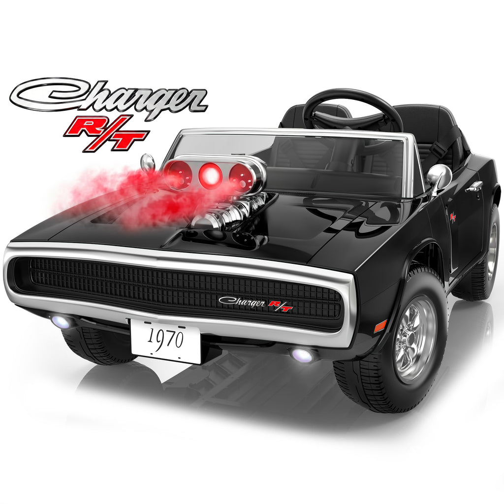 COCLUB 24V Dodge Charger 1970 2 Seater Ride On Car, Battery Powered Ride On Toys w/4-Wheel Suspension, Parent Remote Control, Engine Spray, LED Lights, Bluetooth, MP3, 24V Ride On for Ages 3+
