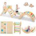 COCLUB Pikler Triangle Climbing Set, 7in1 Toddler Climbing Toys Indoor with Arch&Ramp&Ladder, Climbing Toys for Toddlers 1-3 Inside Gym - Rainbow