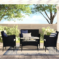 UHOMEPRO 4-Piece Patio Furniture Sets in Patio & Garden, Outdoor Wicker Sofa PE Rattan Chair Garden Conversation for Backyard with Two Single Sofa, One Loveseat, Tempered Glass Table