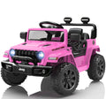 Jeep 12V Ride on Car with Remote Control/Bluetooth, Jeep Wrangler Rubicon Battery Powered Ride on Truck Toy w/Dual Wheel Suspension, Electric Car for Kids Toddler