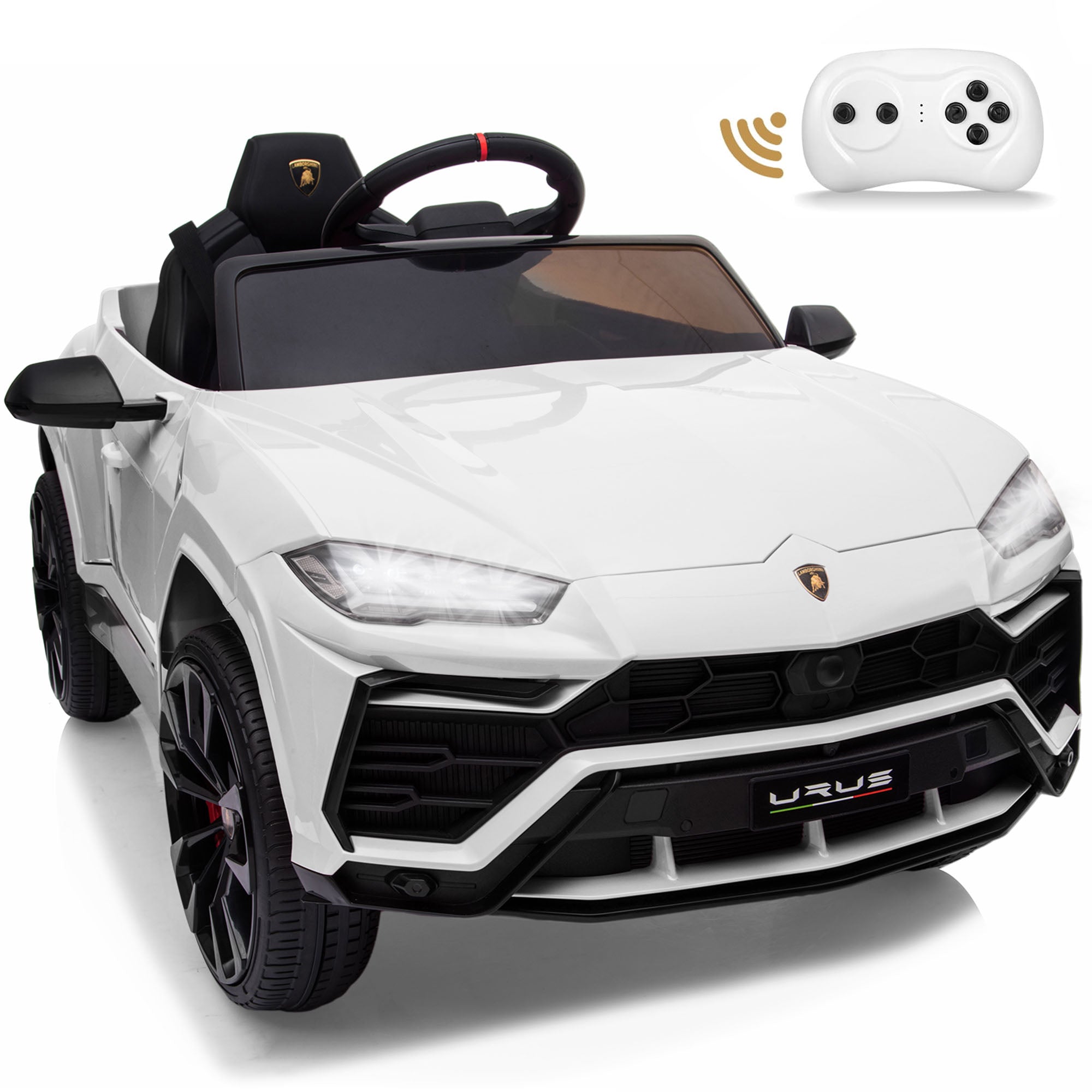 Lamborghini Urus Kids Cars to Drive, 12V Ride on Car with Parent Remote Control, 3 Speeds, Horn, Bluetooth, LED Headlights, Spring Suspension, Battery Powered Toy