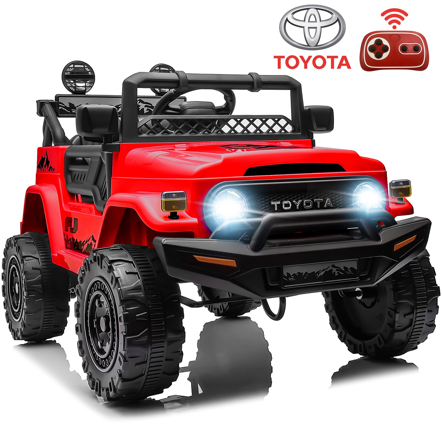 12V Toyota FJ Cruiser Ride on Cars, Electric Truck Vehicles with Remote Control, Music Player, Headlights, Horn, Kids Ride on Toys for Girls Boys Gifts 3-5 Years Olds, Pink