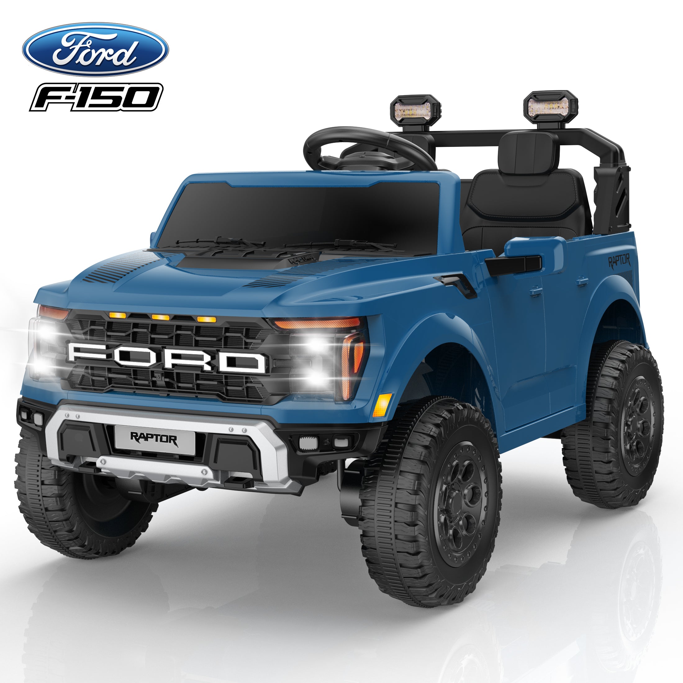 Ford F150 Raptor 24v 2 Seater Ride on Car for Kids, 4 Wheeler Electric Cars for Kids w/Remote Control, Toddler Ride on Toys w/ LED Lights, Bluetooth, Soft Start for Kids Girls Boys Ages 3-8, White