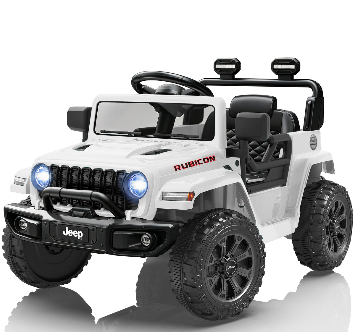 COCLUB Jeep 12V Ride on Car with Remote Control/Bluetooth, Jeep Wrangler Rubicon Battery Powered Ride on Truck Toy w/Dual Wheel Suspension, Electric Car for Kids Toddler