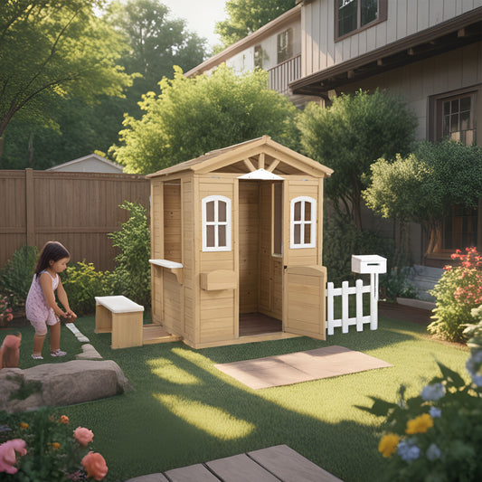 COCLUB Outdoor Wooden Playhouse for Kids Ages 4-8 – Durable Playhouse with Outdoor Kitchen, Snack-Bar & Gardening Kit (39"x38"x55.5") | Casa para Niños de Jardín