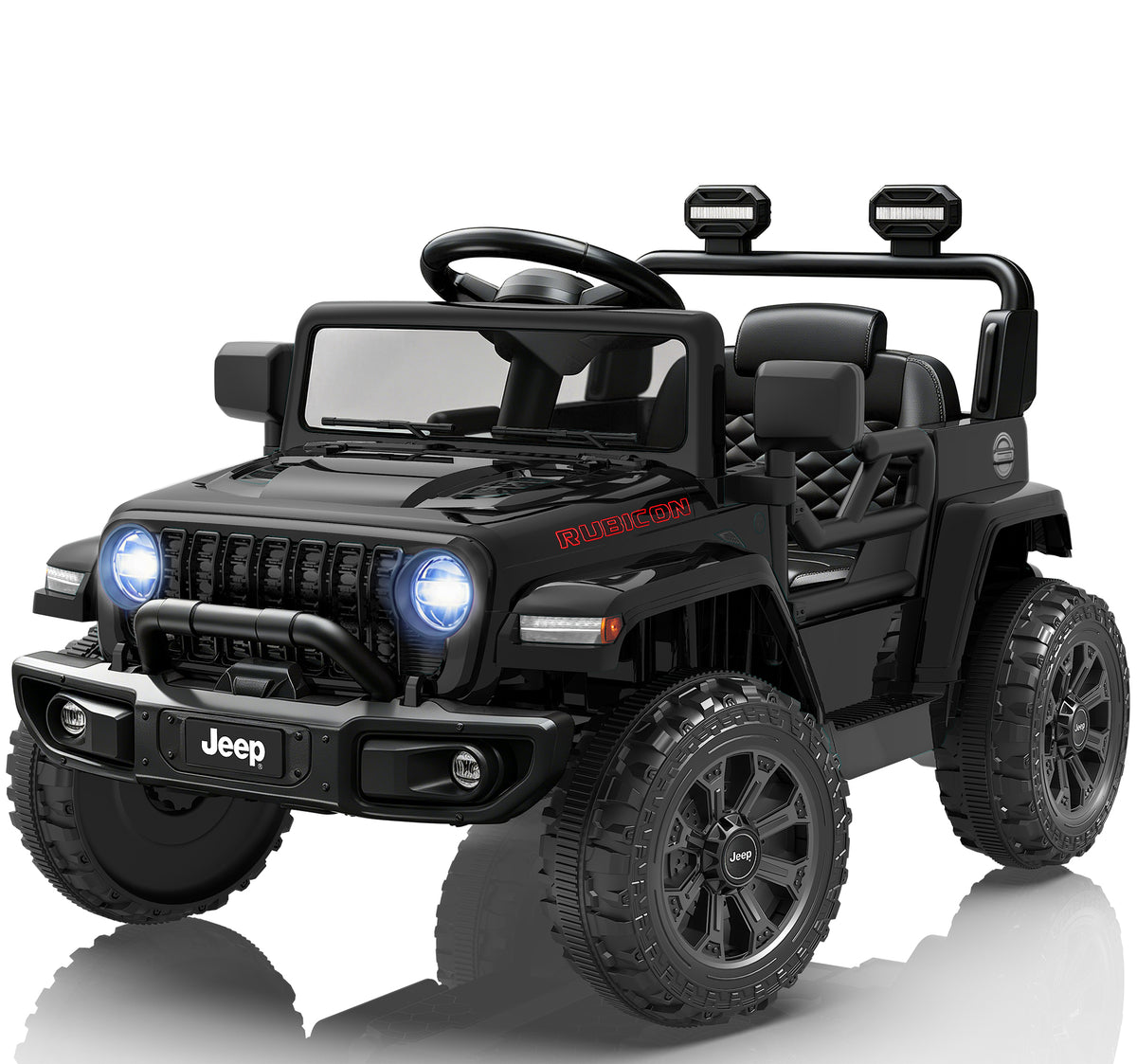 COCLUB Jeep 12V Ride on Car with Remote Control/Bluetooth, Jeep Wrangler Rubicon Battery Powered Ride on Truck Toy w/Dual Wheel Suspension, Electric Car for Kids Toddler