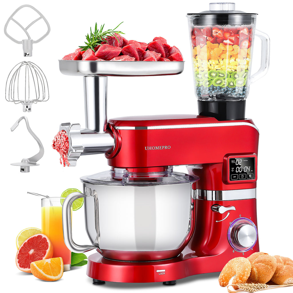 Food Stand Mixer for Kitchen, 7.4 QT Kitchen Electric Dough Mixer with Bowl, 6-Speed Electric Stand Mixer for Baking, Tilt-Head Kitchen Stand Mixer with Dough Hook, Wire Whip, Beater