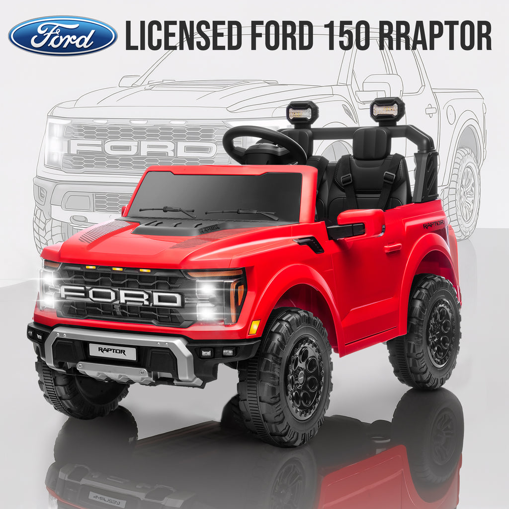 Ford F150 Raptor 24v 2 Seater Ride on Car for Kids, 4 Wheeler Electric Cars for Kids w/Remote Control, Toddler Ride on Toys w/ LED Lights, Bluetooth, Soft Start for Kids Girls Boys Ages 3-8, White