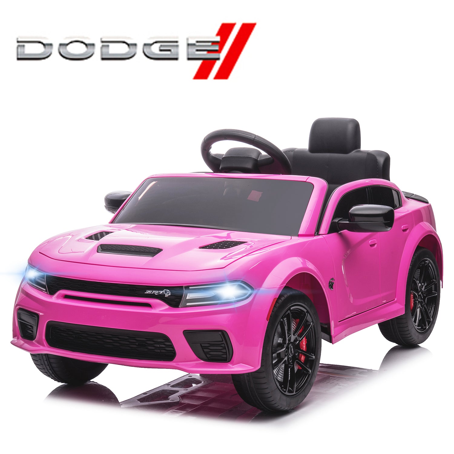 12V Ride On Car, Dodge Charger Powered Electric Car with Battery Powered, Bluetooth, Remote Control, LED Light, Ride On Toy for Ages 3+ Kids