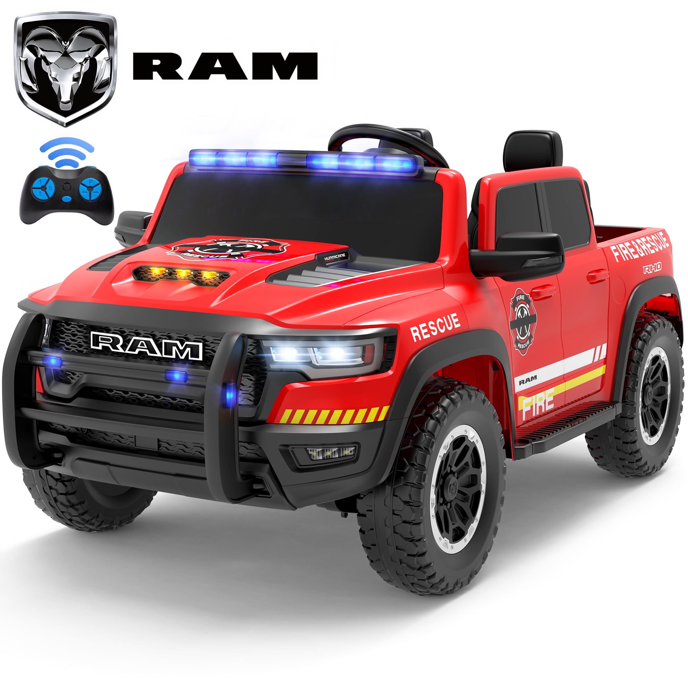 COCLUB 24V 2 Seat Ride On Car for Kids, Licensed RAM RHO 1500 Powered Electric Car with 4 Wheels Spring Suspesion, Ride On Toy for 3-8 Year Boys & Girls with Remote Control, Horm, Siren, Lights