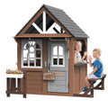 COCLUB Outdoor Playhouse, Wooden Playhouse for Kids Toddlers Outdoor with Bench/Fence/Kitchen/Door Nameplate/Pretend Phone, Girls Boys Outdoor Toy Gift for Ages 3+, 62.99"(W)* 67.32"(L) * 65.35"(H)