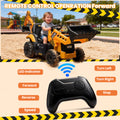JCB 24V Ride On Excavator, 2 IN 1 Kids Electric Construction Ride on with Remote Control, Front Loader Bulldozer, Digger, Music, Ride on Toys for 3-6 Boys Girls, Yellow