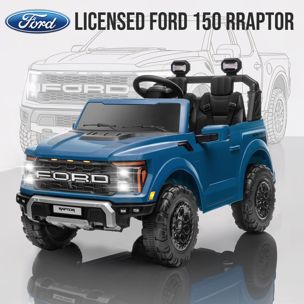 Ford F150 Raptor 24v 2 Seater Ride on Car for Kids, 4 Wheeler Electric Cars for Kids w/Remote Control, Toddler Ride on Toys w/ LED Lights, Bluetooth, Soft Start for Kids Girls Boys Ages 3-8, White