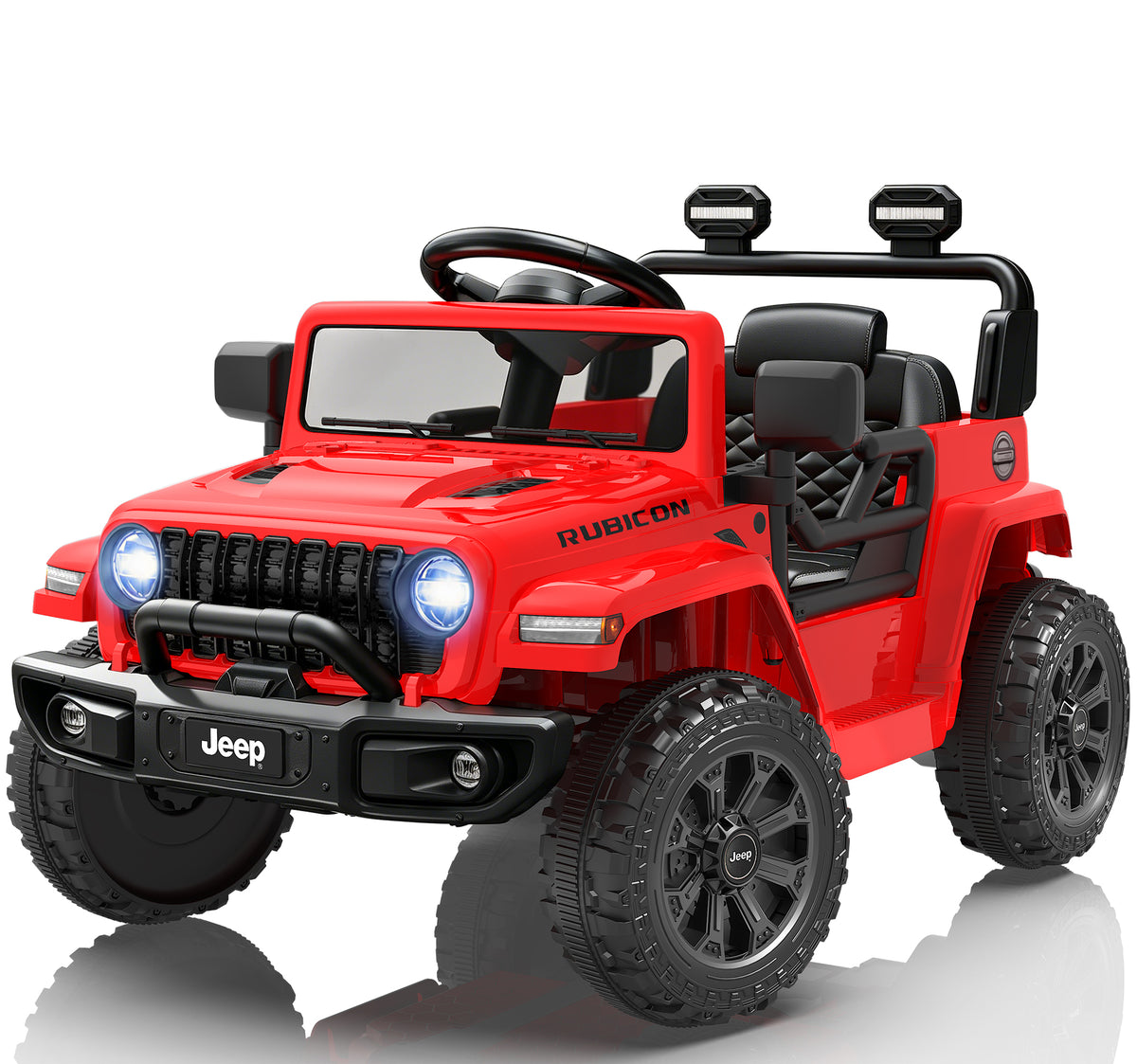 COCLUB Jeep 12V Ride on Car with Remote Control/Bluetooth, Jeep Wrangler Rubicon Battery Powered Ride on Truck Toy w/Dual Wheel Suspension, Electric Car for Kids Toddler