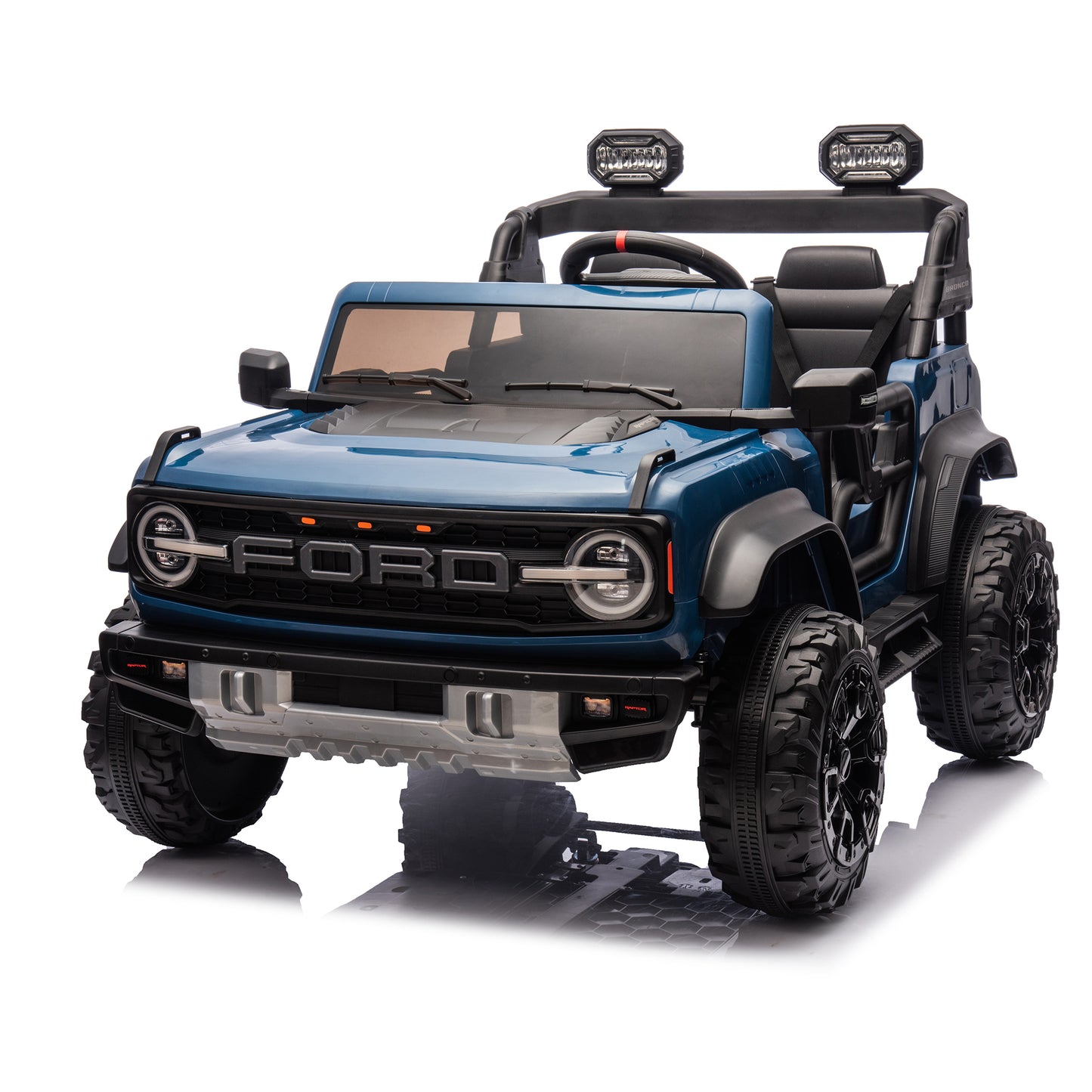 24V Powered Ride On Cars 2 Seater, Licensed Ford Bronco Raptor Electric Car with Remote, Spring Suspension, 2x90W Motor, Bluetooth, 4.4MPH Max, Max Weight 130lb, Kids Ride on Toys for Ages 3-8, Black