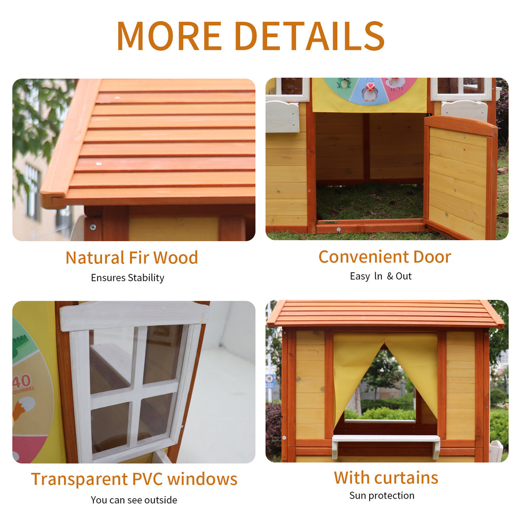 COCLUB Outdoor Wooden Playhouse for Kids Ages 4-8 – Durable Playhouse with Outdoor Kitchen, Snack-Bar & Gardening Kit (39"x33.7"x51") | Casa para Niños de Jardín