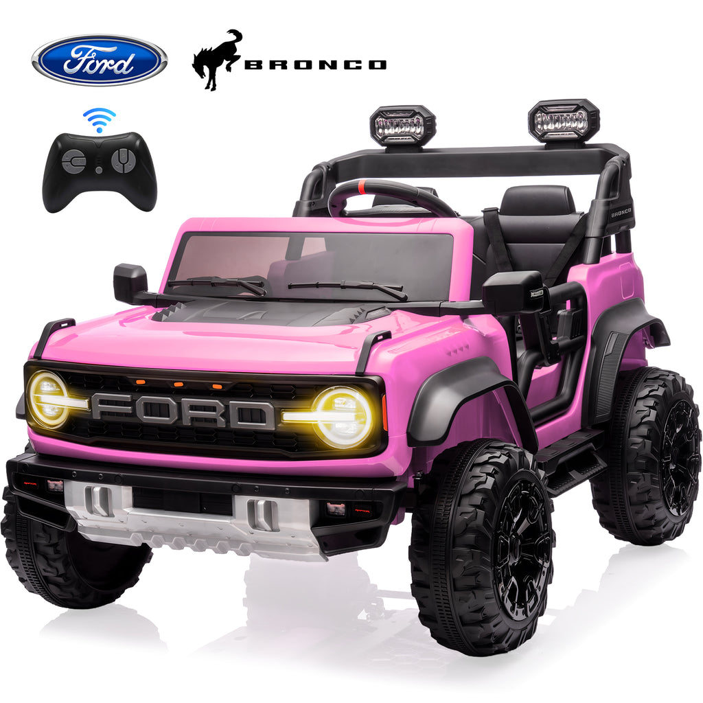 2 Seats 24V Electric Car for Big Kids, Licensed Ford Bronco Raptor Powered Ride On Car with 4 Wheels Spring Suspension, Parent Remote Control, 24V Ride On Toys for Ages 3-8 Boys Girls Gifts