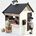 COCLUB Playhouse for Kids Outdoors, 2-in-1 Backyard Playhouse with Grocery Store and BBQ Grill Station, Cedar Wood