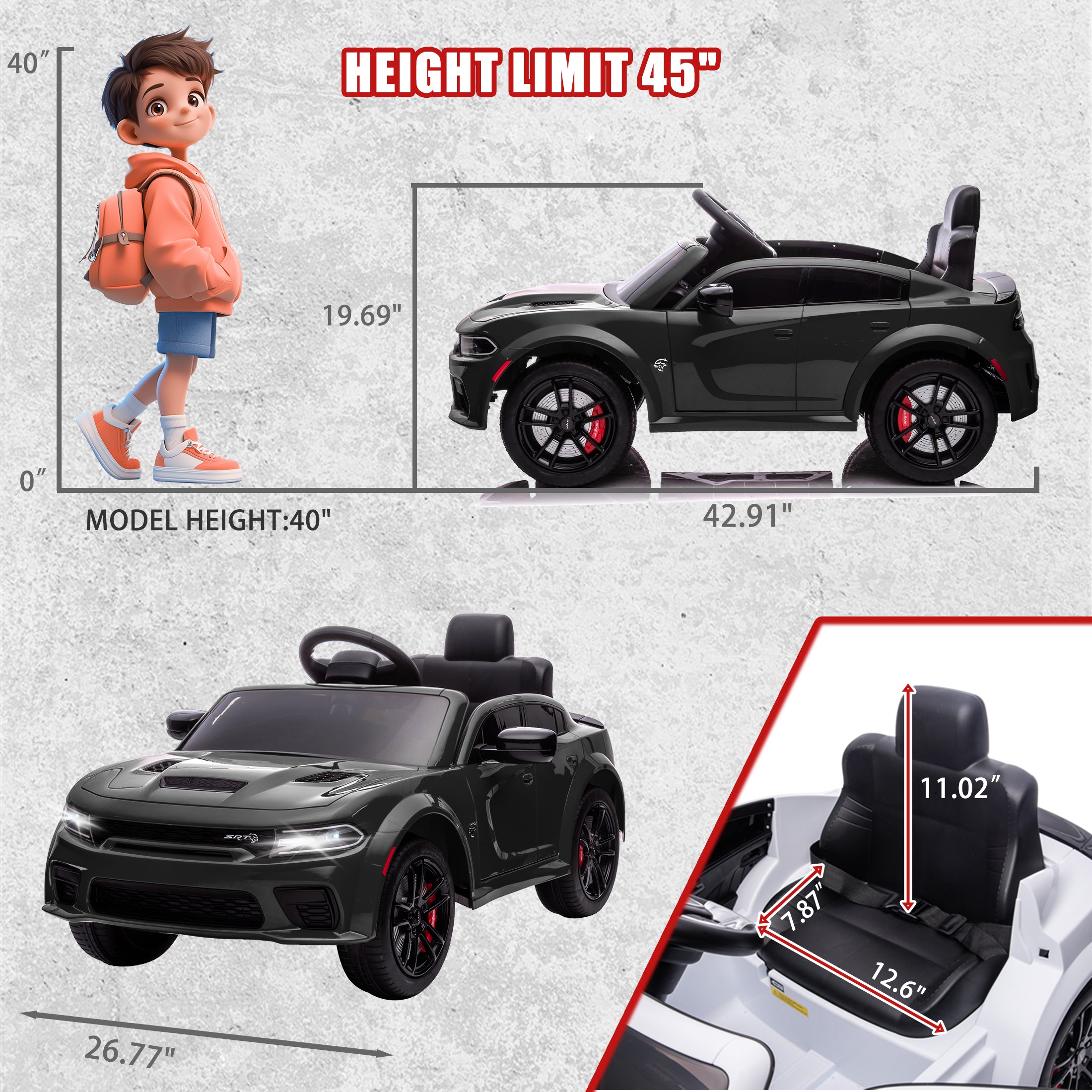 COCLUB 12V Dodge Licensed Toddler Electric Car for Kids, Ride-On Toys with Parent Remote Control, Bluetooth® & LED Dashboard – ASTM Certified for Boys & Girls Ages 3-4