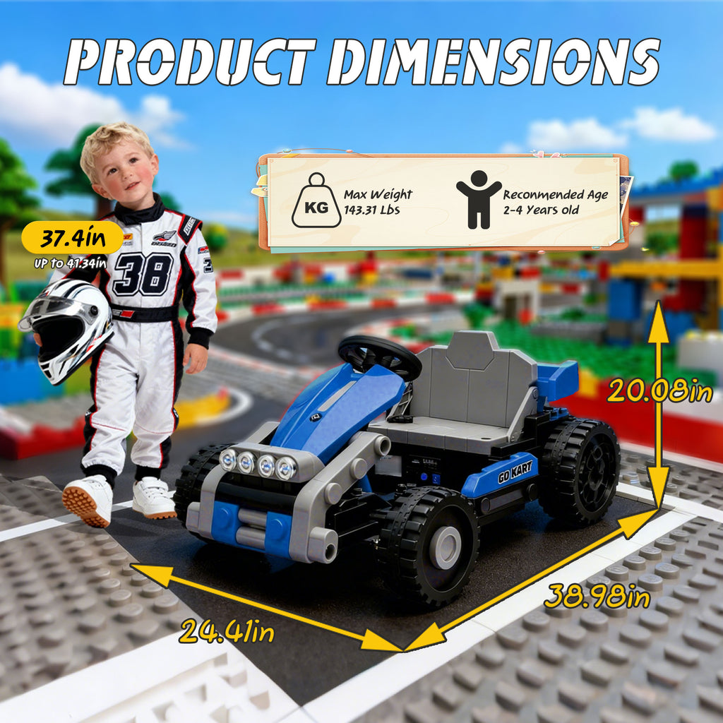 COCLUB 12V 2 Forms Block Electric Car, Power 4 Wheels Ride On Car with Remote Control, Spring Suspension, Ride On Toy for Ages 3+ Kids, Blue