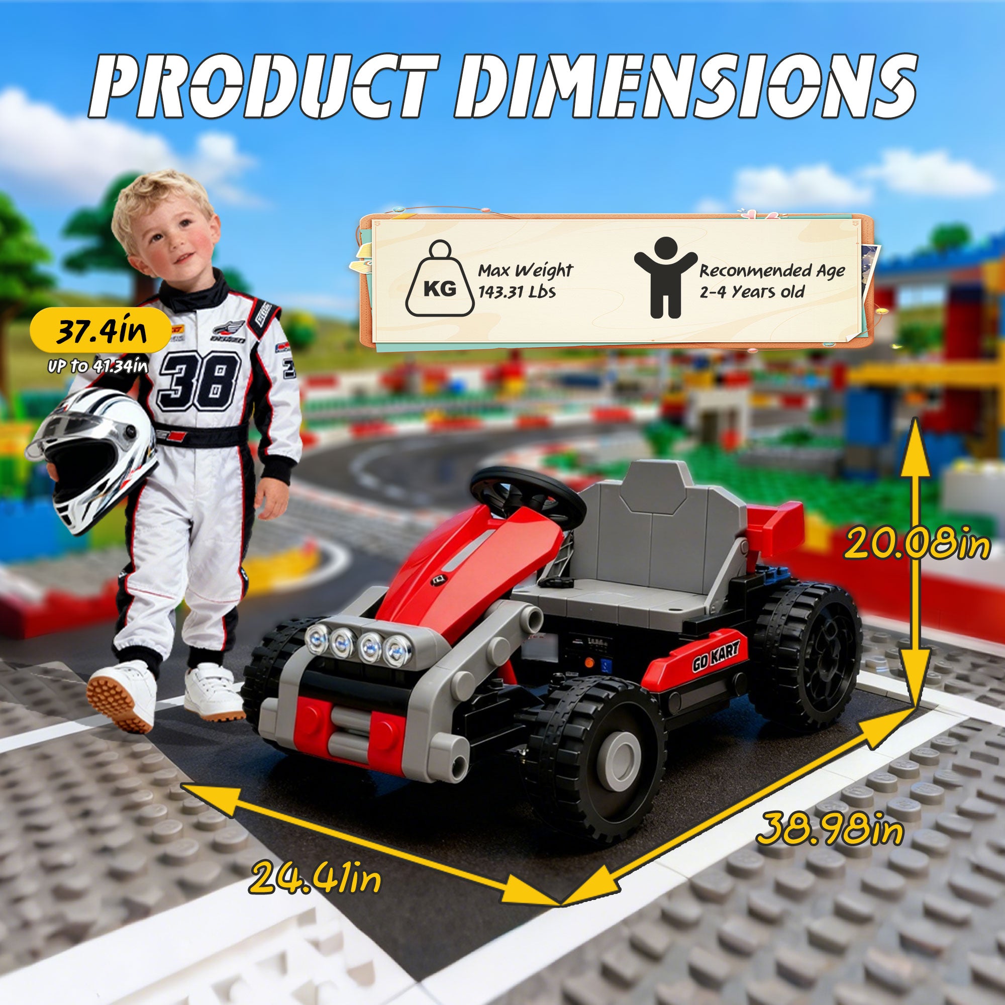 COCLUB 12V 2 Forms Block Electric Car, Power 4 Wheels Ride On Car with Remote Control, Spring Suspension, Ride On Toy for Ages 3+ Kids, Blue